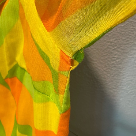 Vintage Mr. Bob of California Color Pop Ruffle Front Midi Dress - Picture 7 of 11